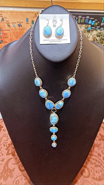 Golden Hills Turquoise Necklace and Earrings Set by Randy Begay